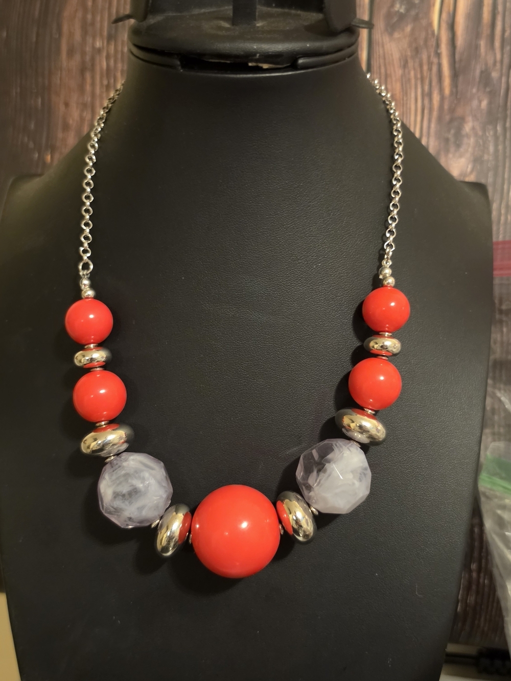 paparazzi Red Bead & Silver Accent Statement Necklace